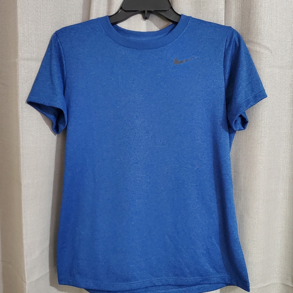 The Nike Tee Dri Fit Womens Medium Blue With Black Swish Mark
